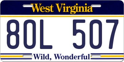 WV license plate 8OL507