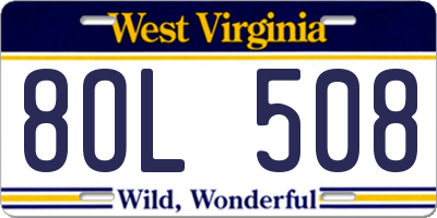 WV license plate 8OL508