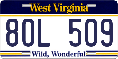 WV license plate 8OL509