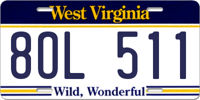 WV license plate 8OL511