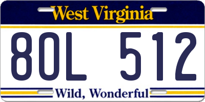WV license plate 8OL512