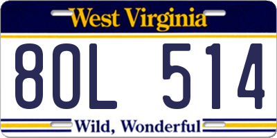 WV license plate 8OL514