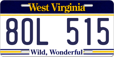 WV license plate 8OL515