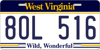 WV license plate 8OL516