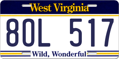 WV license plate 8OL517