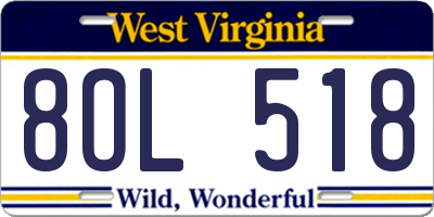 WV license plate 8OL518