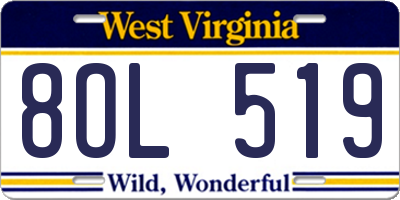 WV license plate 8OL519