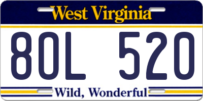 WV license plate 8OL520