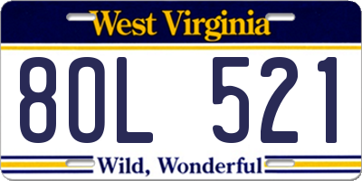 WV license plate 8OL521