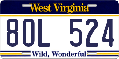 WV license plate 8OL524