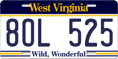 WV license plate 8OL525