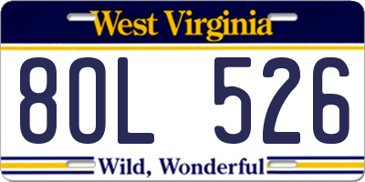 WV license plate 8OL526