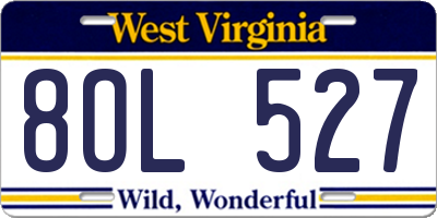 WV license plate 8OL527