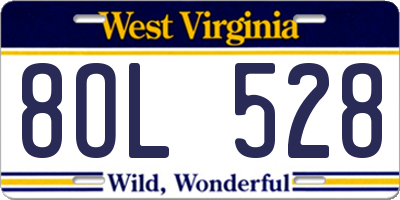 WV license plate 8OL528