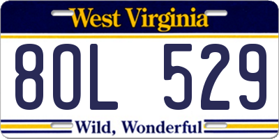 WV license plate 8OL529