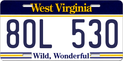 WV license plate 8OL530