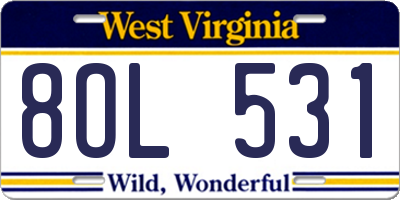 WV license plate 8OL531