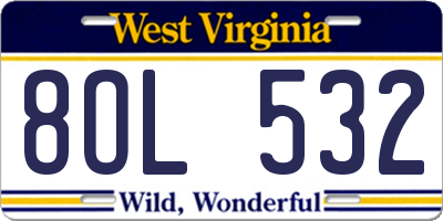 WV license plate 8OL532