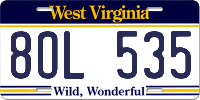 WV license plate 8OL535