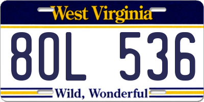 WV license plate 8OL536