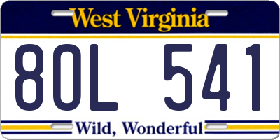WV license plate 8OL541