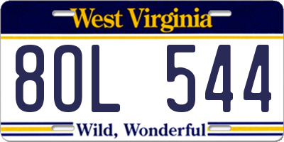 WV license plate 8OL544