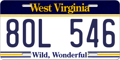 WV license plate 8OL546