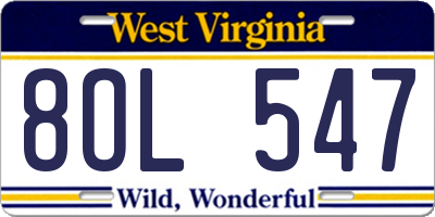 WV license plate 8OL547