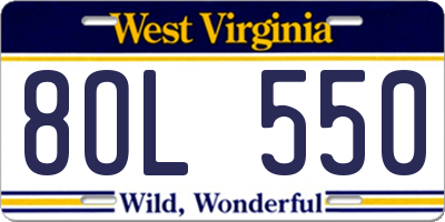 WV license plate 8OL550