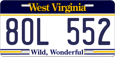 WV license plate 8OL552