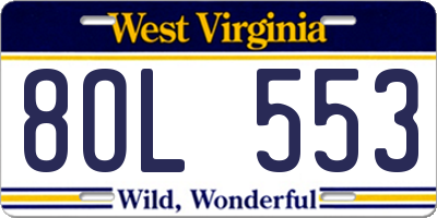 WV license plate 8OL553