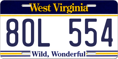WV license plate 8OL554