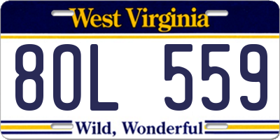 WV license plate 8OL559