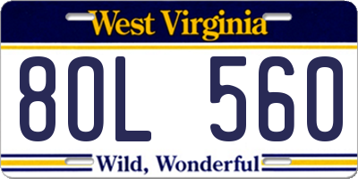 WV license plate 8OL560