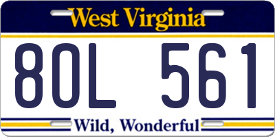 WV license plate 8OL561