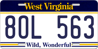 WV license plate 8OL563
