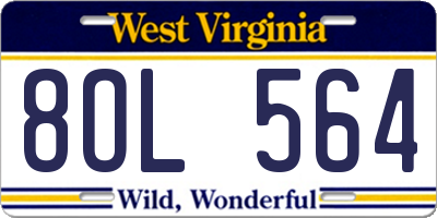 WV license plate 8OL564