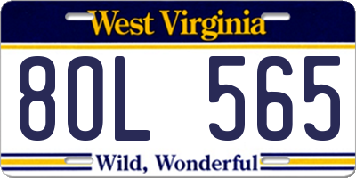 WV license plate 8OL565