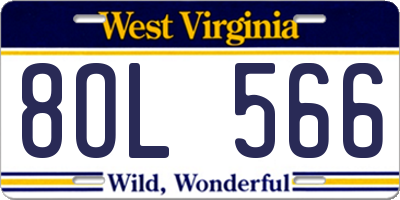 WV license plate 8OL566