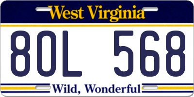 WV license plate 8OL568