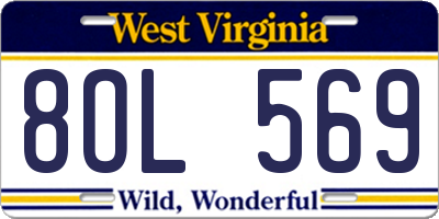 WV license plate 8OL569