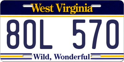 WV license plate 8OL570