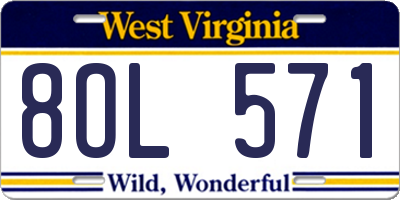 WV license plate 8OL571
