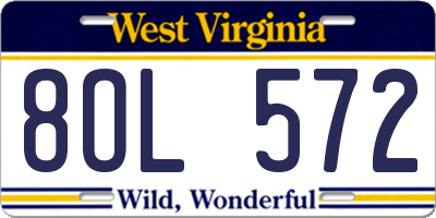 WV license plate 8OL572