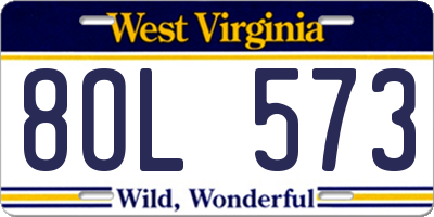 WV license plate 8OL573