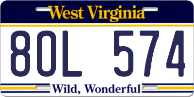 WV license plate 8OL574