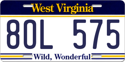 WV license plate 8OL575