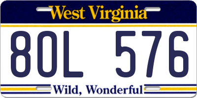 WV license plate 8OL576