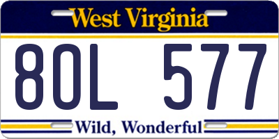 WV license plate 8OL577