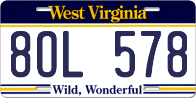 WV license plate 8OL578